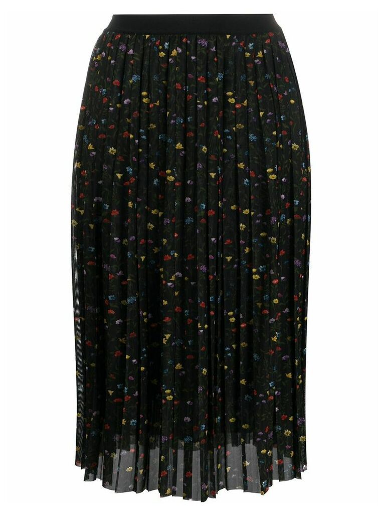 Semicouture pleated floral print midi skirt - Black