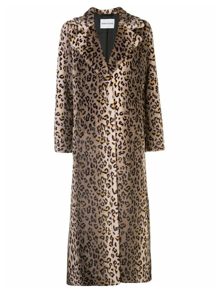 STAND STUDIO Camille faux-fur leopard coat - NEUTRALS