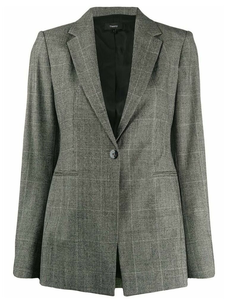 Theory check print single-buttoned blazer - Grey