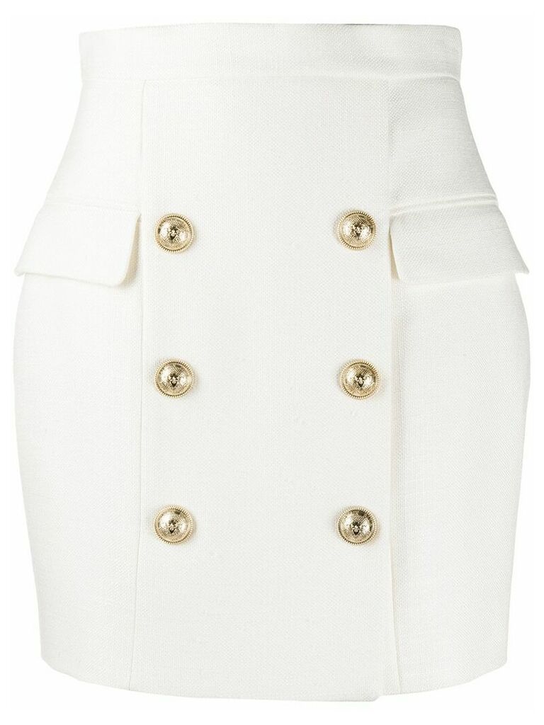 Balmain double-buttoned straight skirt - White
