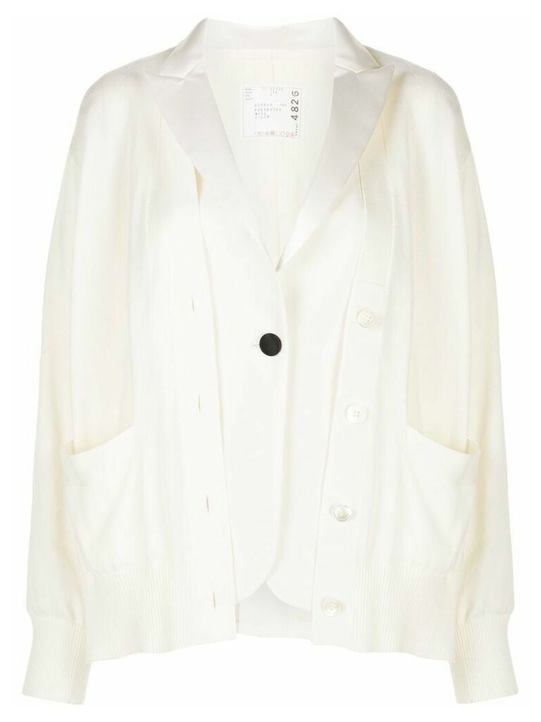 Sacai relaxed-fit layered blazer - White