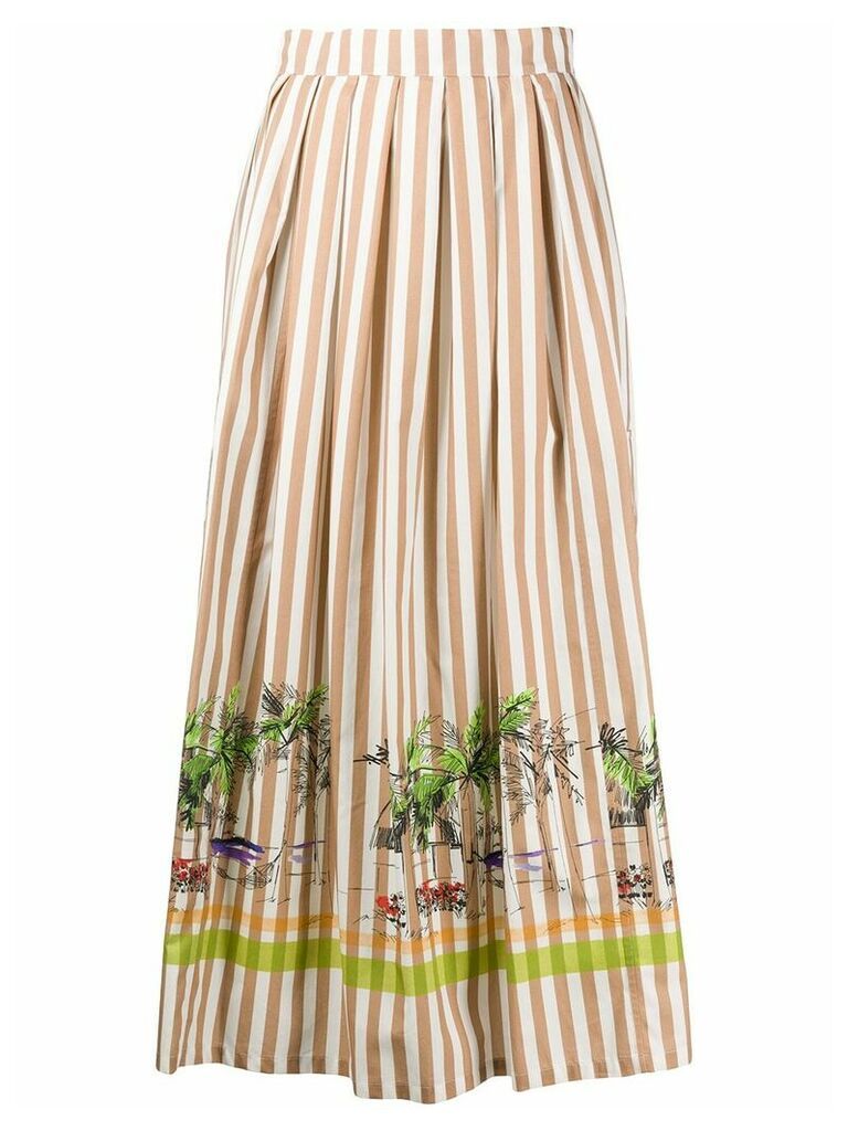 Erika Cavallini striped patch pocket A-line skirt - Brown