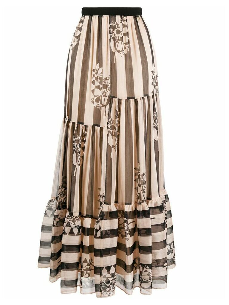 Twin-Set striped full skirt - Neutrals