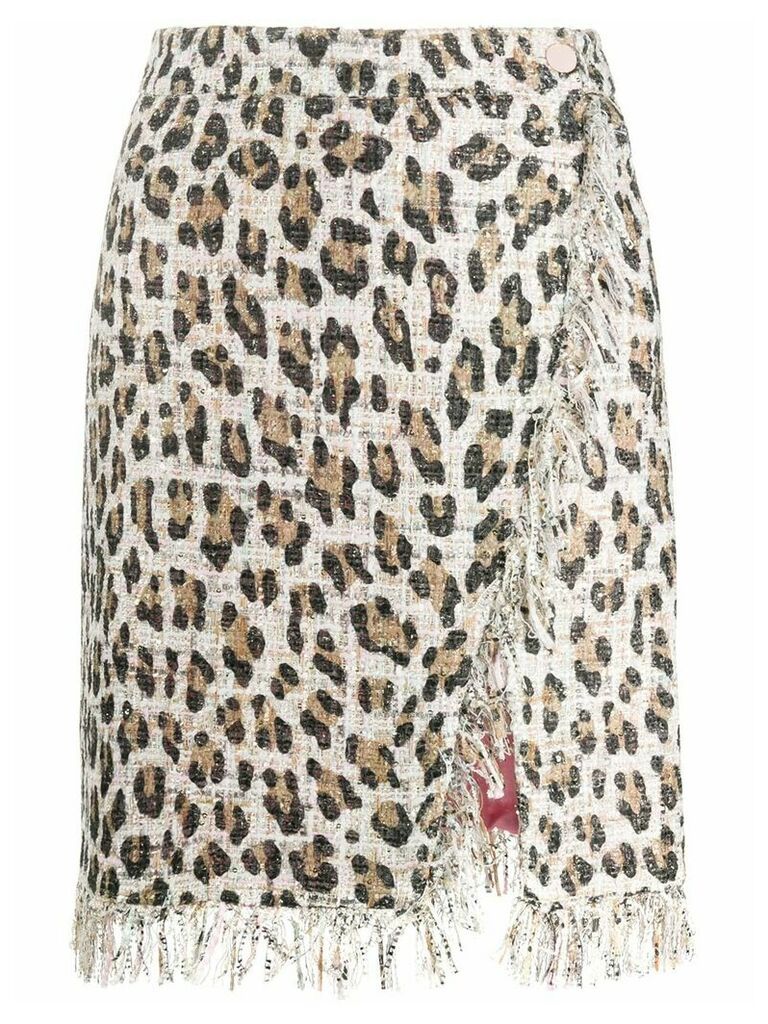 Blumarine straight fit leopard print skirt - Brown