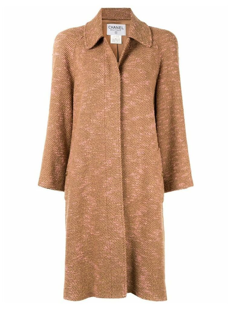 Chanel Pre-Owned long sleeve two-tone tweed coat - Brown