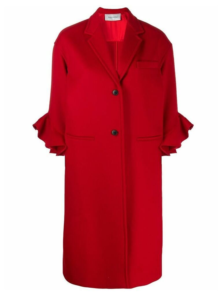 Valentino ruffle sleeve coat - Red