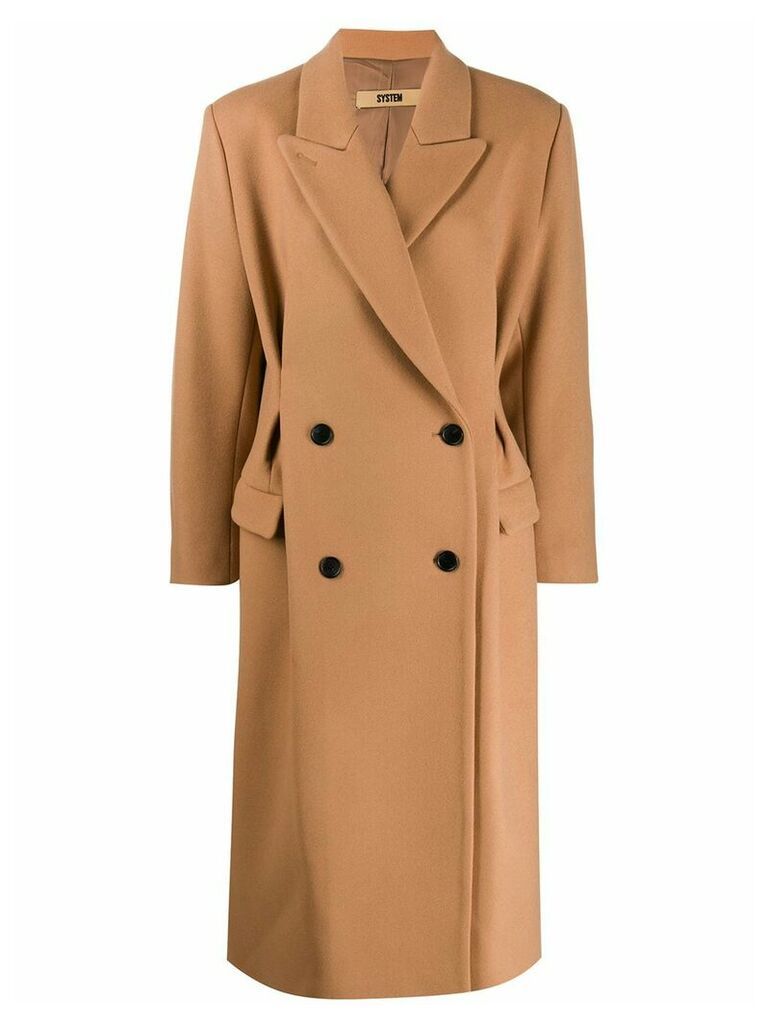 System oversized double-breasted coat - Brown