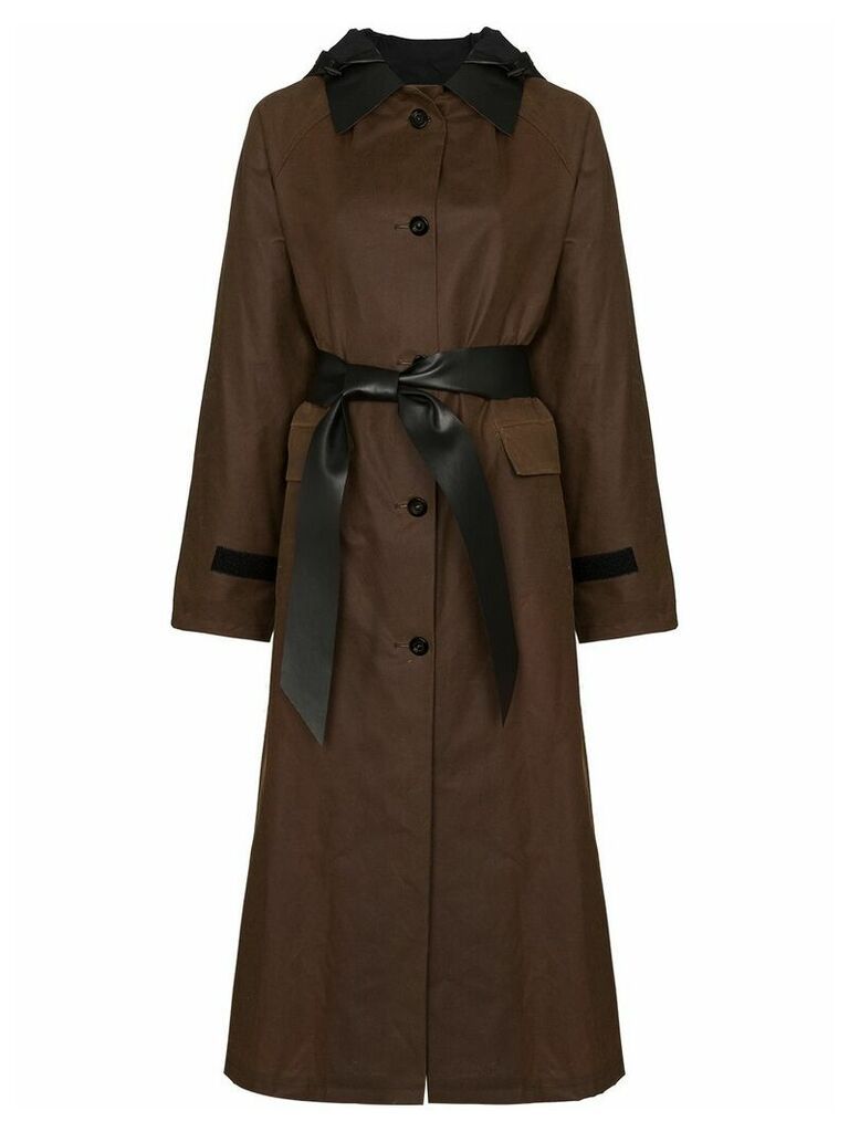 KASSL Editions belted waxed trench coat - Brown