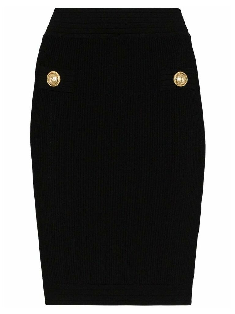 Balmain rib knit fitted skirt - Black