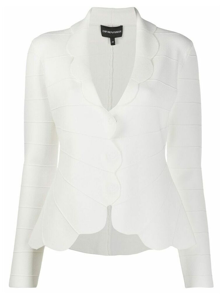 Emporio Armani scalloped trim blazer - White