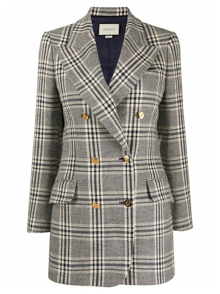 Gucci checked double-breasted blazer - Blue