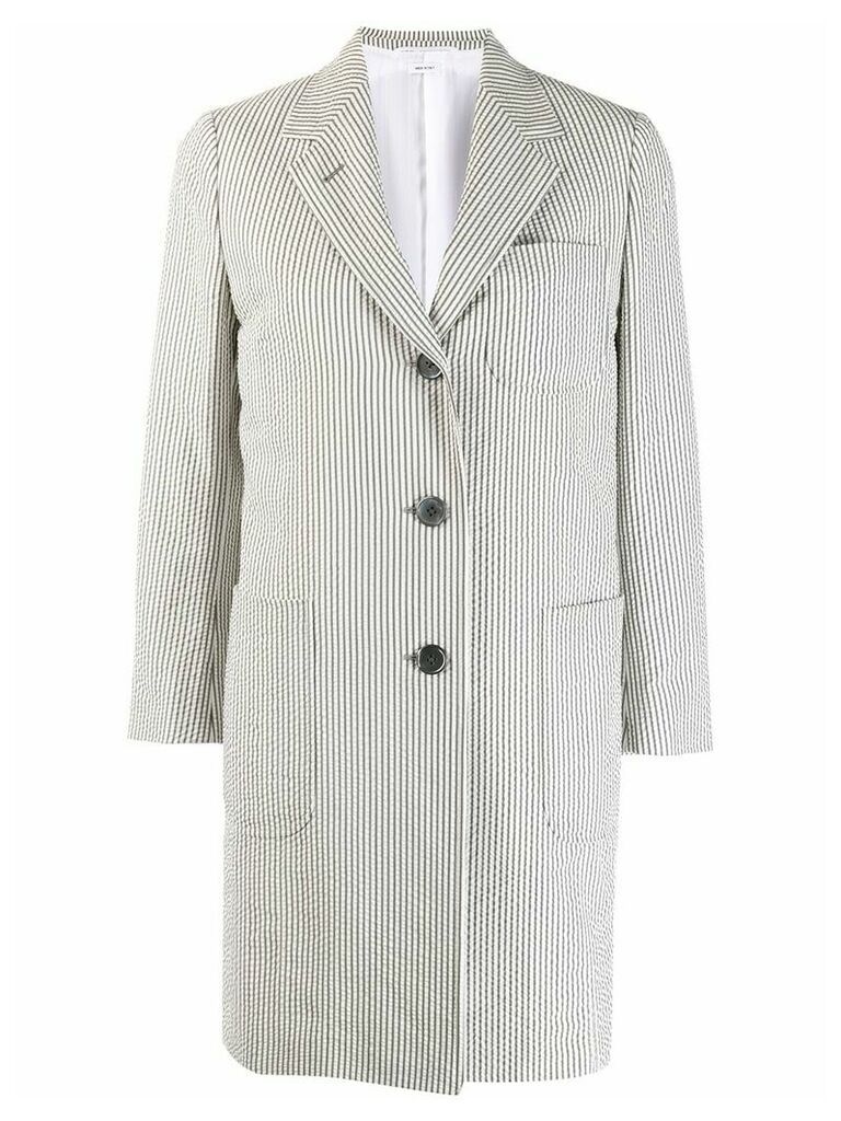 Thom Browne seersucker single-breasted overcoat - Grey