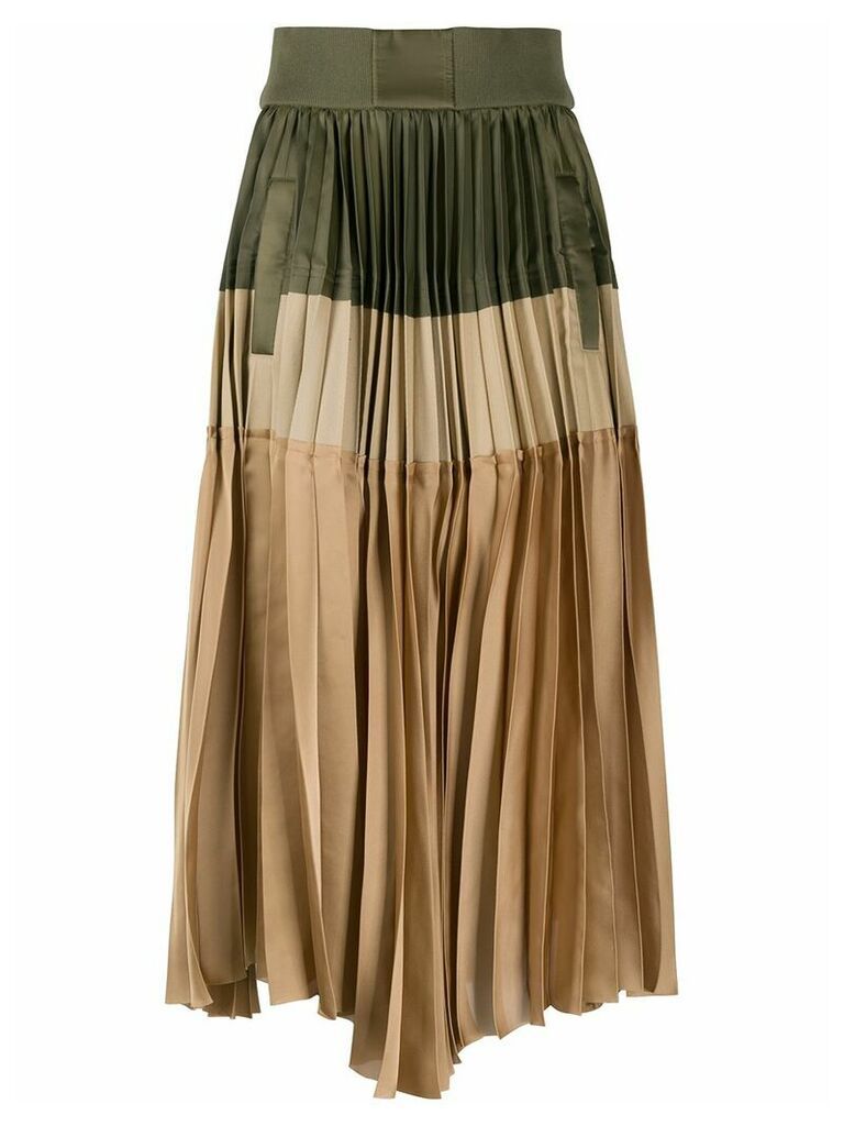 Sacai block color asymmetric skirt - Green