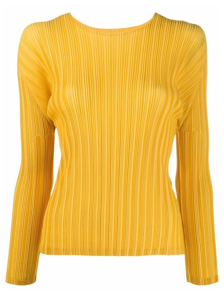 Pleats Please Issey Miyake long-sleeved pleated top - Yellow