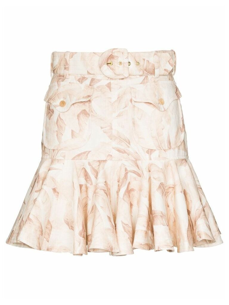 Zimmermann Safari print flared skirt - White