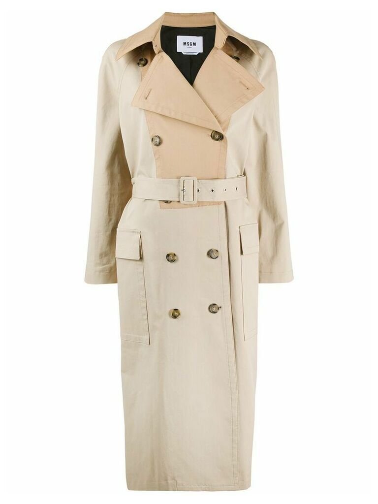 MSGM two-tone trench coat - Neutrals