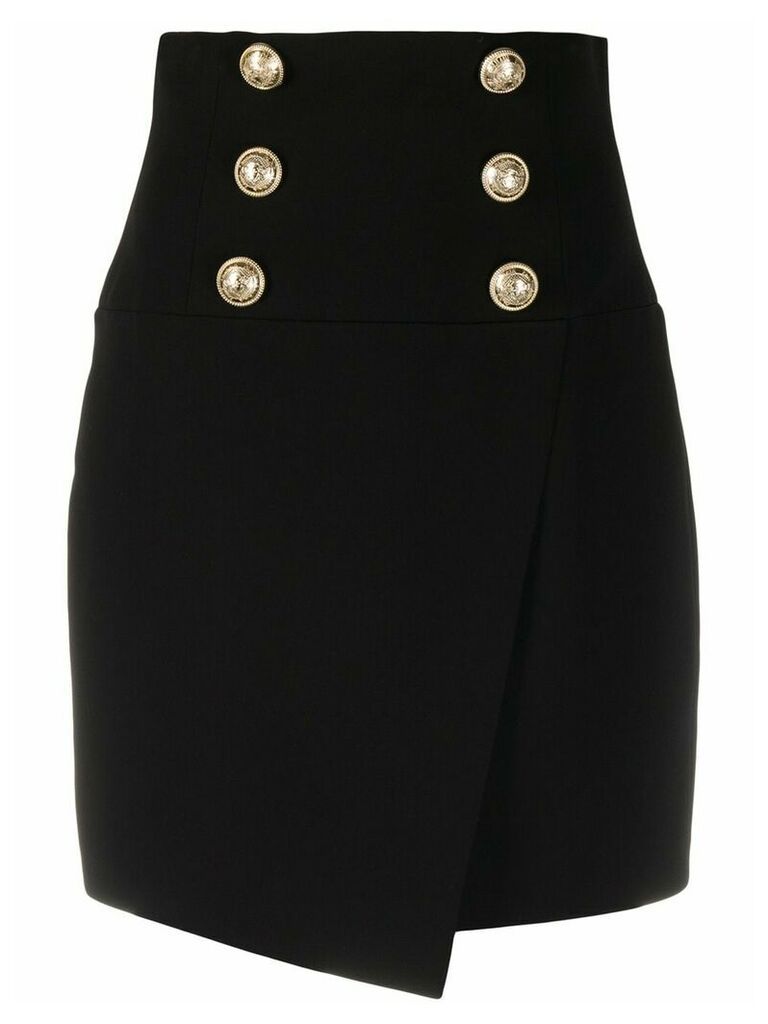 Balmain embossed buttons fitted skirt - Black