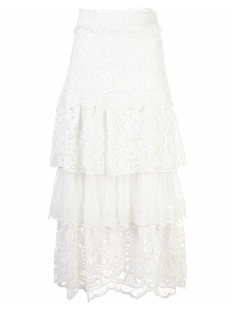 Alexis Atropos crochet tiered skirt - White