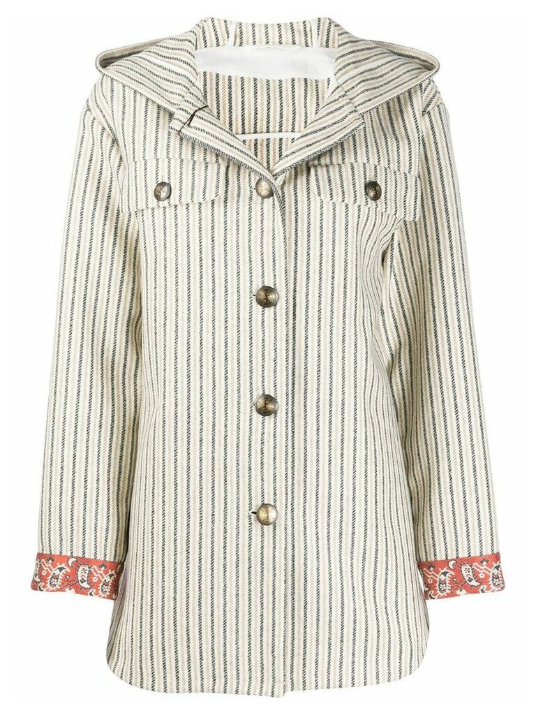 Etro hooded striped coat - NEUTRALS
