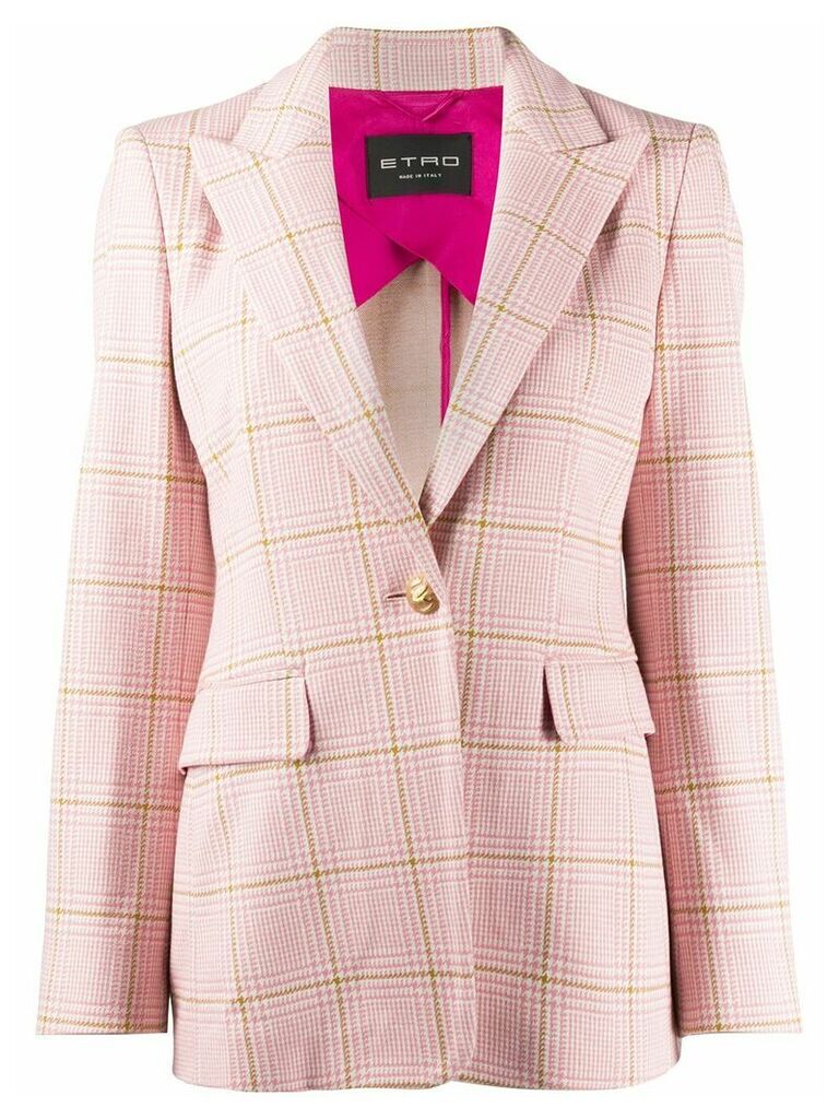 Etro checked print single breasted blazer - PINK
