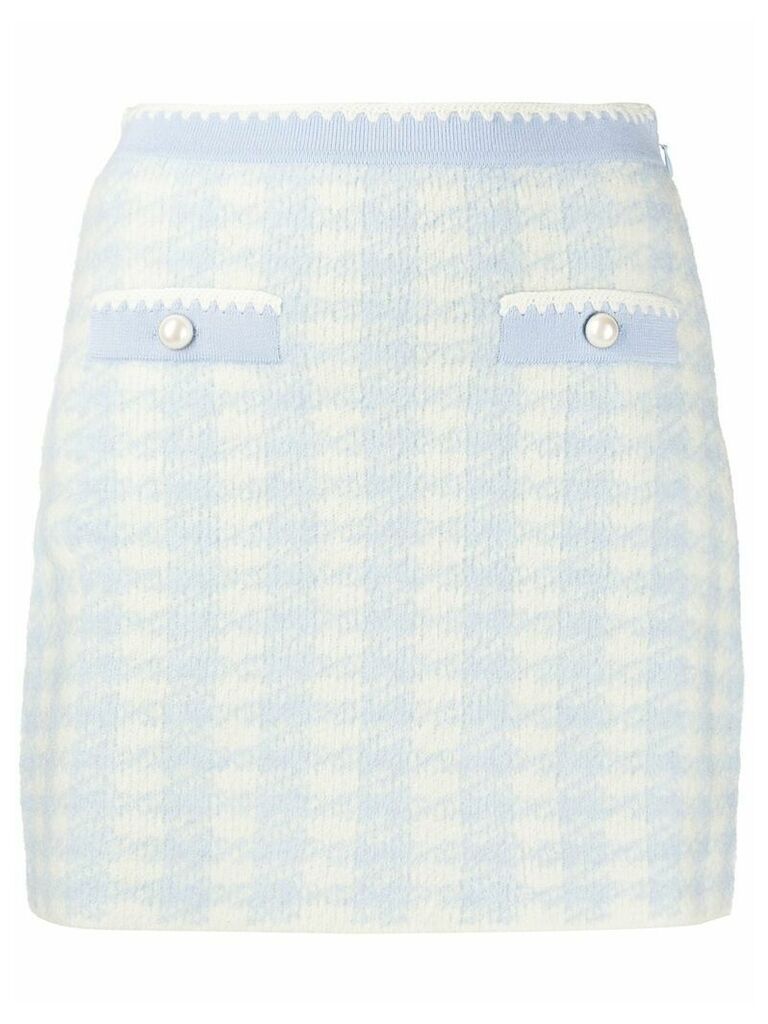 Miu Miu knitted dogtooth pattern skirt - Blue