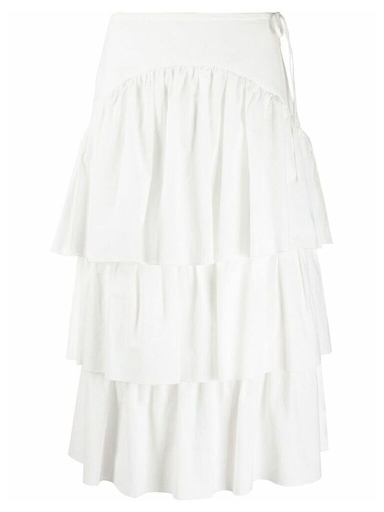 See by Chloé tiered ruffle midi skirt - White