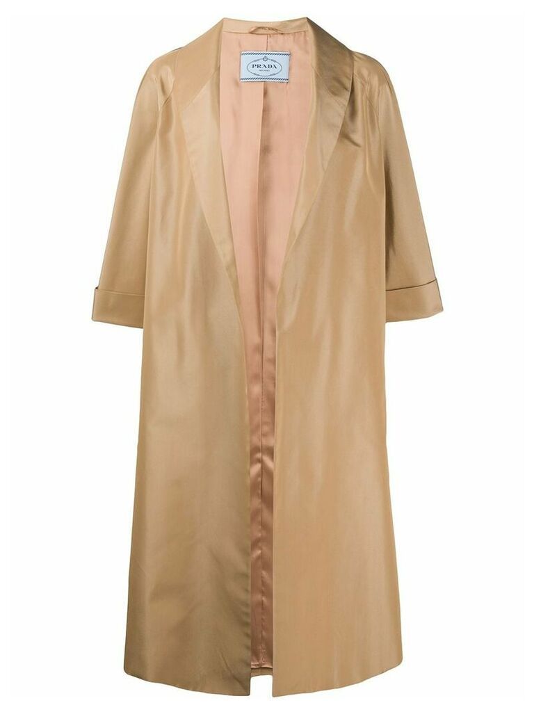 Prada shawl lapel midi coat - Neutrals