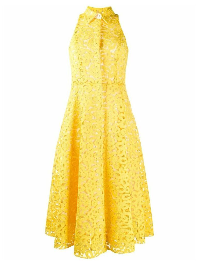 Erika Cavallini embroidered lace flared dress - Yellow