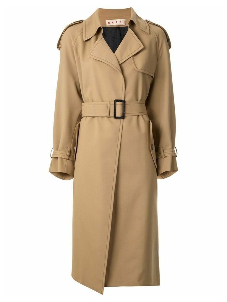 Marni contrast stitch detail trench coat - Brown