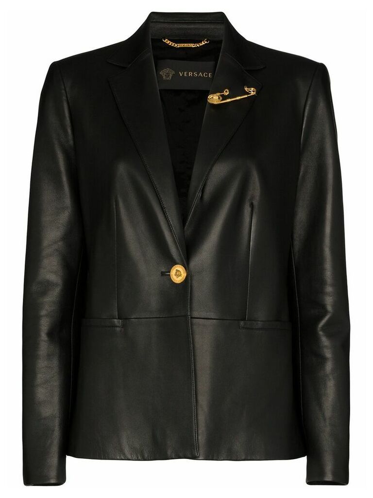 Versace safety pin-embellished leather blazer - Black
