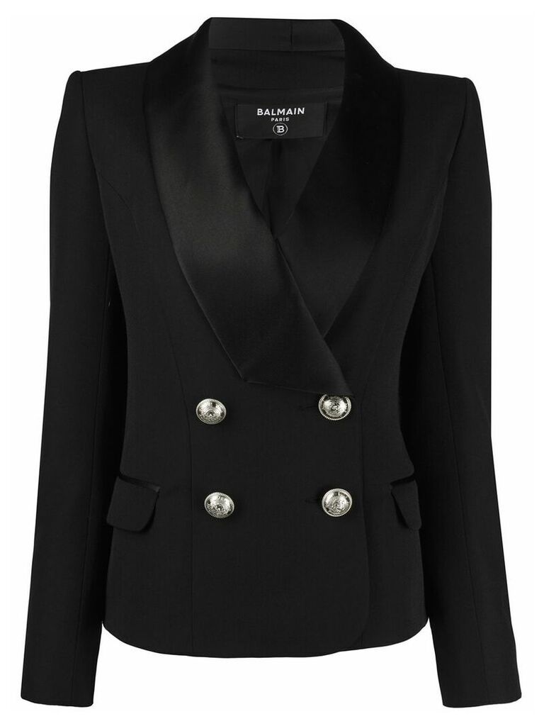 Balmain embossed buttons double-breasted blazer - Black