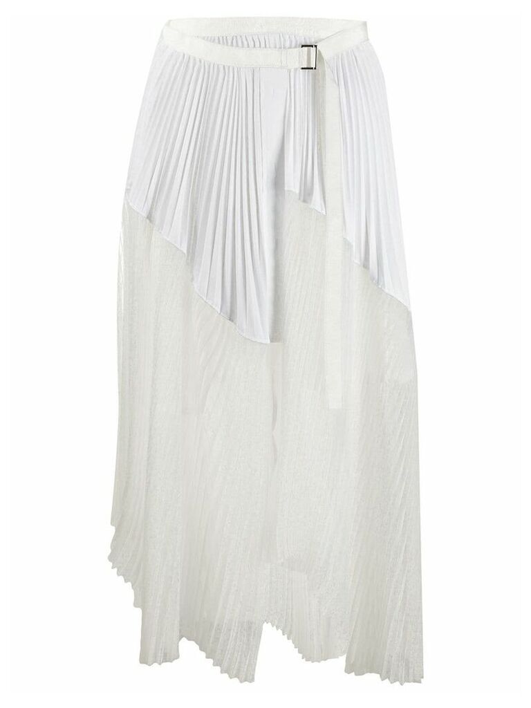 Sacai asymmetric pleated skirt - White