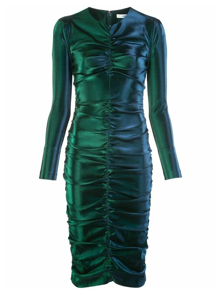 AREA metallic ruched dress - Green