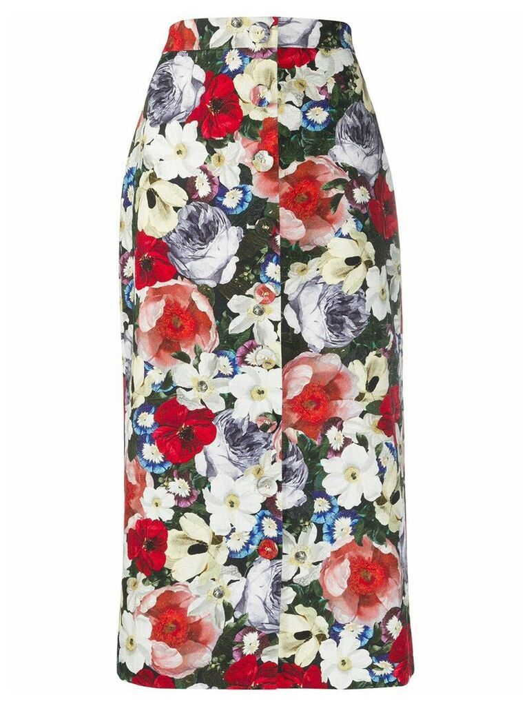 Erdem Marabel floral pencil skirt - NEUTRALS