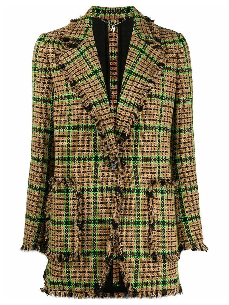 MSGM checked tweed single-breasted blazer - Brown