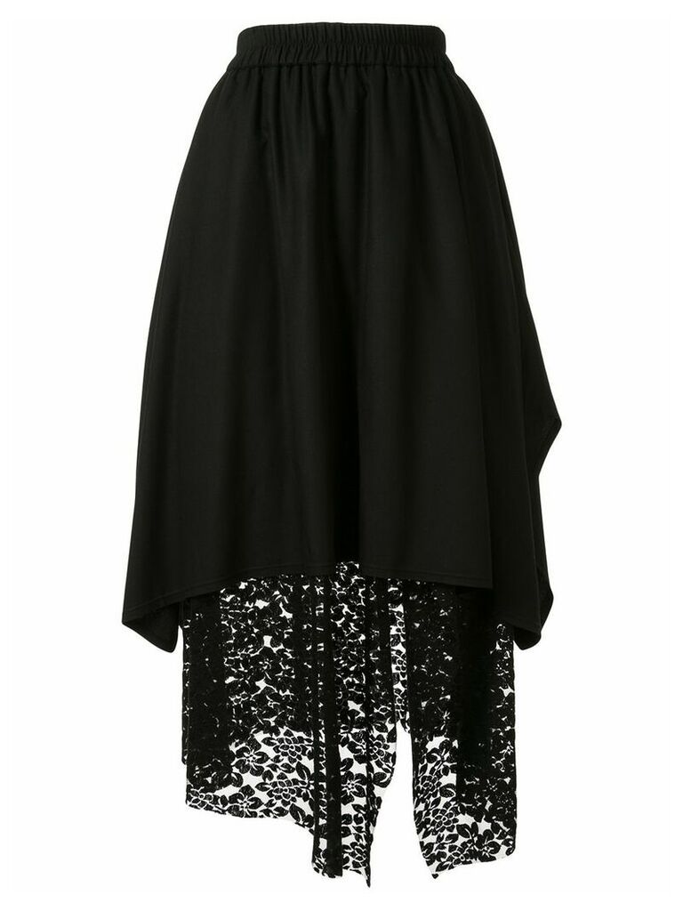 Goen.J overlay mesh lace skirt - Black
