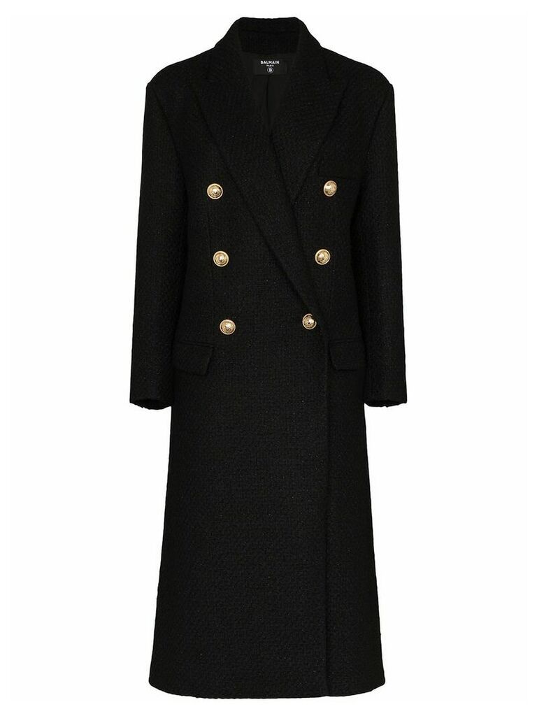 Balmain double-breasted wool coat - Black