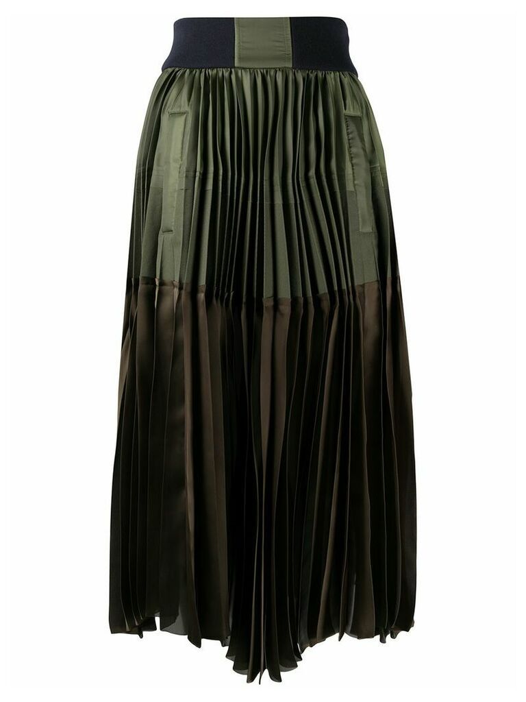 Sacai pleated asymmetric skirt - Green