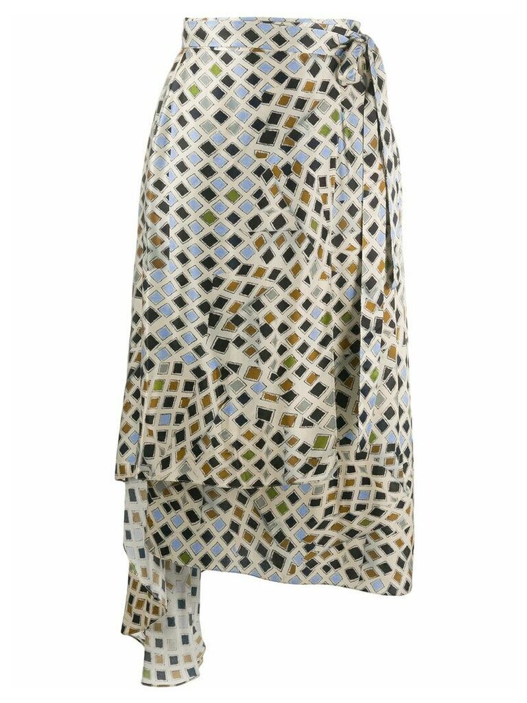 Preen By Thornton Bregazzi Dia woodblock print asymmetric skirt -