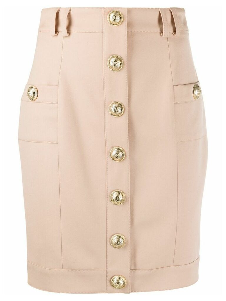 Balmain embossed buttons fitted skirt - Neutrals