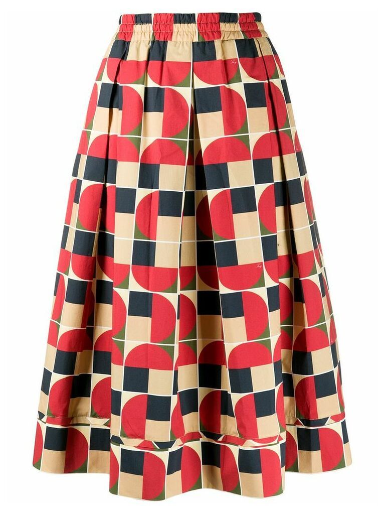 Fay geometric print midi skirt - Red