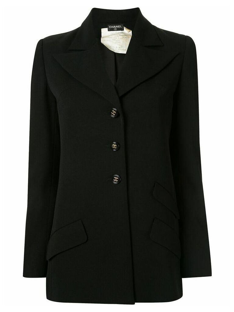 Chanel Pre-Owned peaked lapels slim-fit blazer - Black