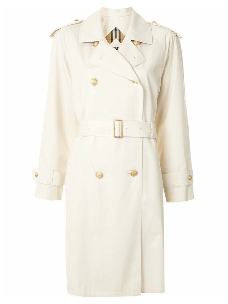 Burberry Pre-Owned double breasted belted midi coat - NEUTRALS