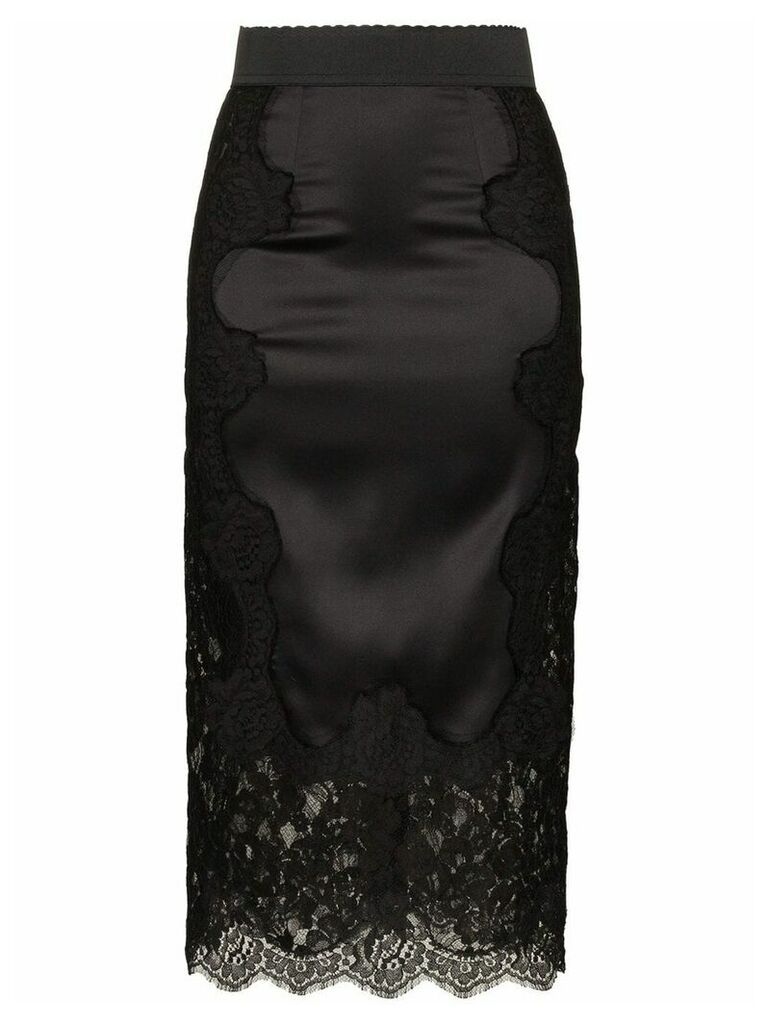 Dolce & Gabbana high waisted lace detail skirt - Black