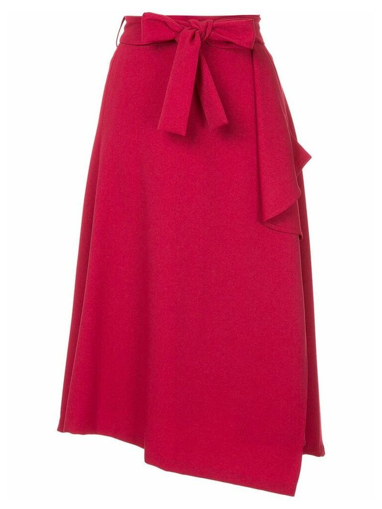 Loveless belted asymmetric skirt - Red