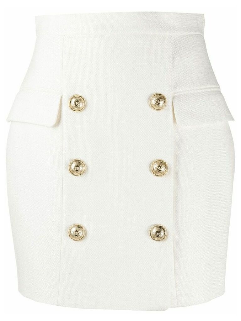 Balmain double-buttoned straight skirt - White
