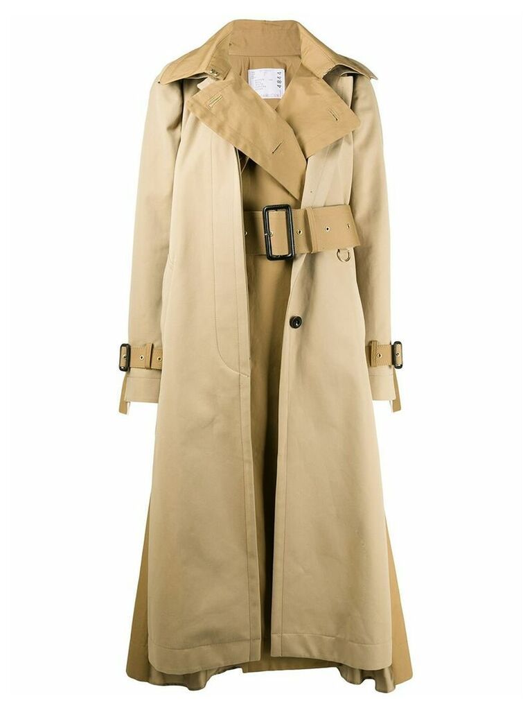 Sacai deconstructed twill panel trench coat - Neutrals