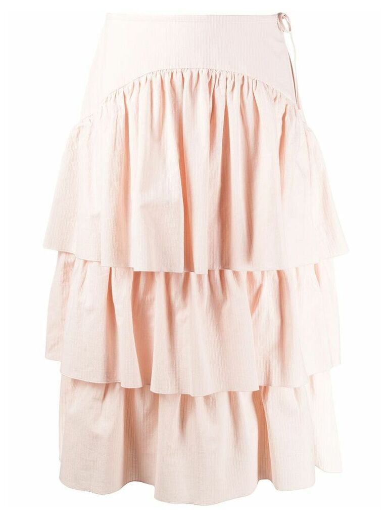 See by Chloé tiered ruffle midi skirt - PINK