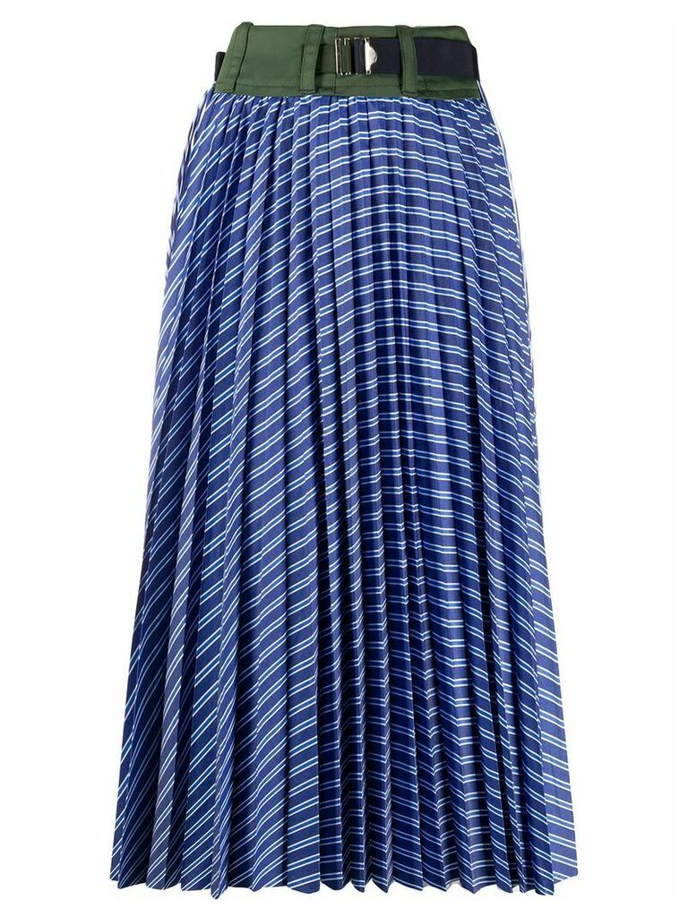 Sacai contrast waistband pleated skirt - Blue