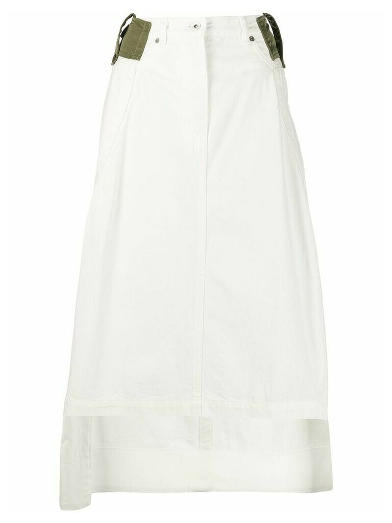 Sacai A-line contrast waistband skirt - White